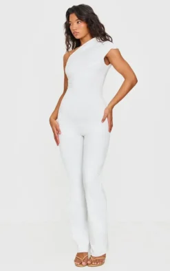 PrettyLittleThing Snatched*Double Layer Contour Jersey Asymmetric Ruched Detail Jumpsuit