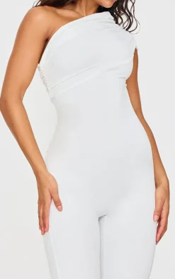 PrettyLittleThing Snatched*Double Layer Contour Jersey Asymmetric Ruched Detail Jumpsuit