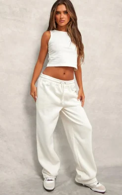 Online PrettyLittleThing Embossed Drawstring Sweatpants Cream