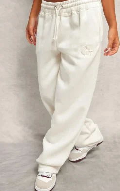 Online PrettyLittleThing Embossed Drawstring Sweatpants Cream