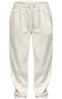 Online PrettyLittleThing Embossed Drawstring Sweatpants Cream