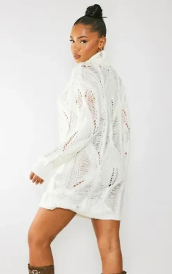 PrettyLittleThing Sweater Dresses*Extreme Distressed Knitted Sweater Dress