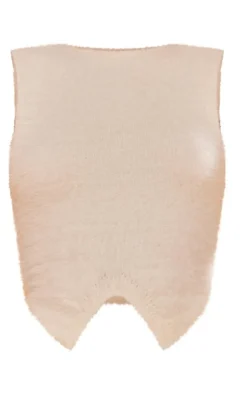 Discount PrettyLittleThing Eyelash Knit Cold Shoulder Top Cream