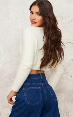 PrettyLittleThing Cardigans*Eyelash Knit Crop Button Up Cardigan
