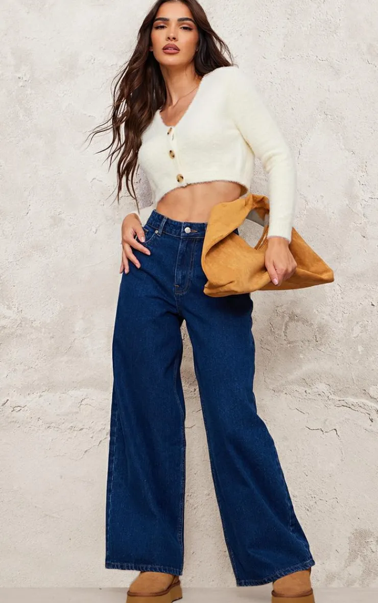 PrettyLittleThing Cardigans*Eyelash Knit Crop Button Up Cardigan