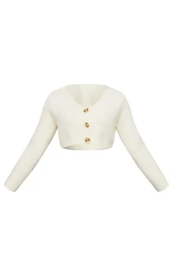 PrettyLittleThing Cardigans*Eyelash Knit Crop Button Up Cardigan