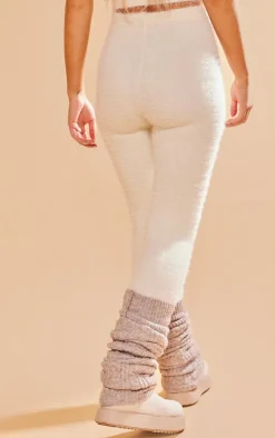 Hot PrettyLittleThing Eyelash Knit High Waist Leggings Cream