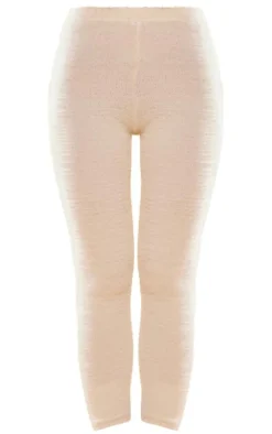 Hot PrettyLittleThing Eyelash Knit High Waist Leggings Cream