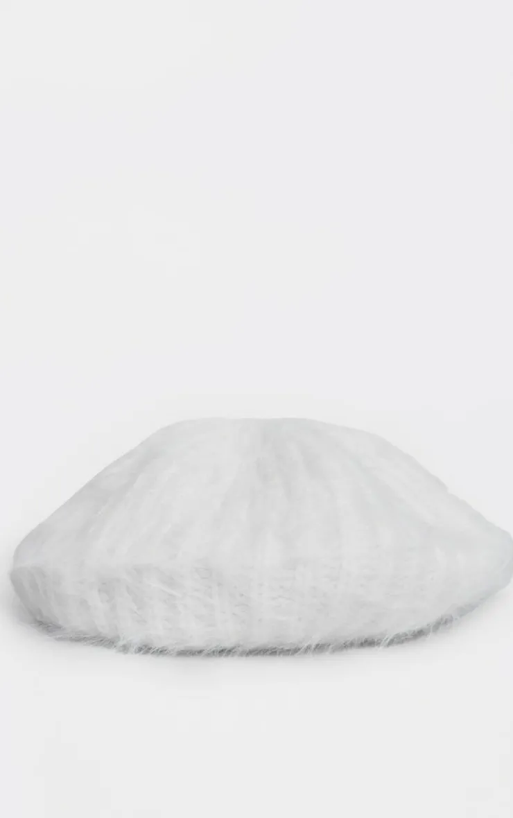 PrettyLittleThing Hats*Eyelash Knit Rib Oversized Beret
