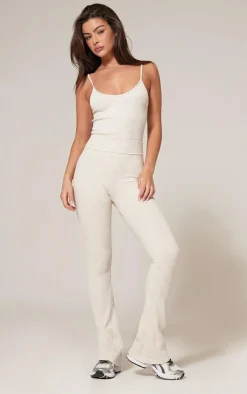 PrettyLittleThing Snatched*Faded Snatched Rib Flared Folded Waist Pants