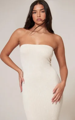 PrettyLittleThing Snatched*Faded Snatched Rib Bandeau Midaxi Dress
