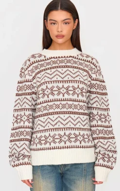 PrettyLittleThing Sweaters*Fairisle Crew Neck Knit Sweater