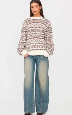 PrettyLittleThing Sweaters*Fairisle Crew Neck Knit Sweater