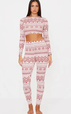 PrettyLittleThing Christmas Gifts*Fairisle Print Long Sleeve Legging Pj Set