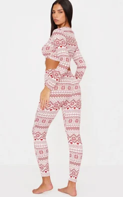 PrettyLittleThing Christmas Gifts*Fairisle Print Long Sleeve Legging Pj Set