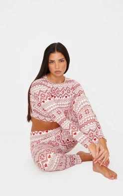 PrettyLittleThing Christmas Gifts*Fairisle Print Long Sleeve Legging Pj Set