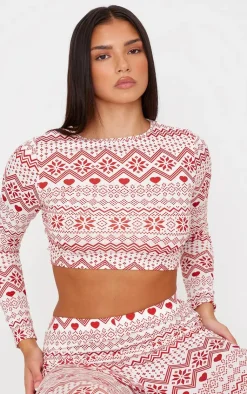 PrettyLittleThing Christmas Gifts*Fairisle Print Long Sleeve Legging Pj Set