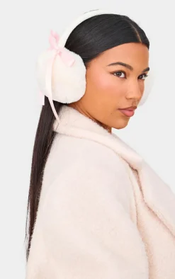 PrettyLittleThing Winter Accessories*Faux Fur Bow Detail Ear Muffs