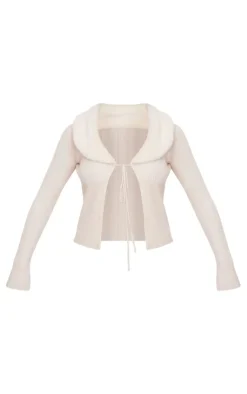 PrettyLittleThing Cardigans*Faux Fur Collar Rib Knit Cardigan
