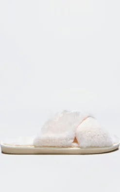 PrettyLittleThing Christmas Gifts*Faux Fur Cross Over Slippers