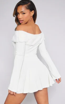 Faux Fur Trim Rib Shift Dress-PrettyLittleThing Discount