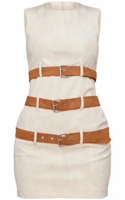 Faux Leather Belted Bodycon Dress-PrettyLittleThing