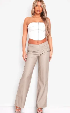 PrettyLittleThing Corsets*Faux Leather Bust Detail Zip Up Front Corset