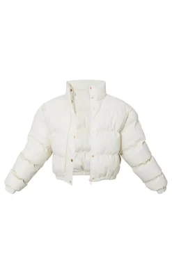 PrettyLittleThing Puffer Jackets*Faux Leather Elastic Hem Bubble Puffer