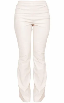Outlet PrettyLittleThing Faux Leather High Waisted Flared Pants Cream