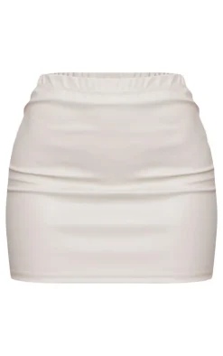 Discount PrettyLittleThing Faux Leather Micro Mini Skirt Cream
