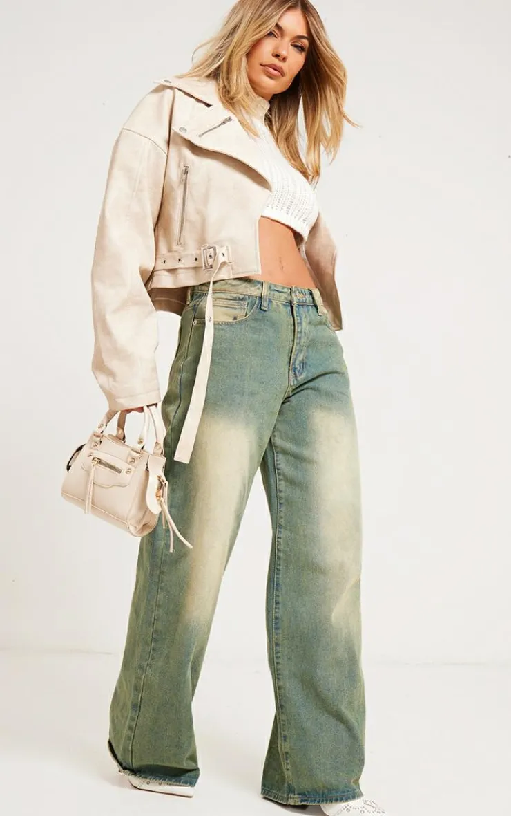 PrettyLittleThing Faux Leather Jackets*Faux Leather Oversized Buckle Detail Biker Jacket