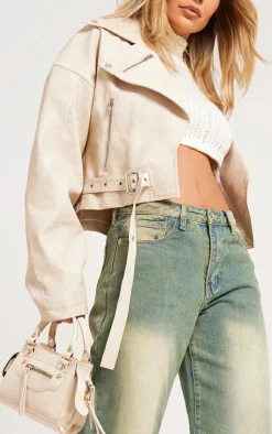 PrettyLittleThing Faux Leather Jackets*Faux Leather Oversized Buckle Detail Biker Jacket