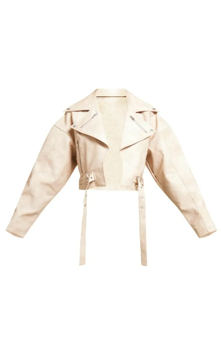 PrettyLittleThing Faux Leather Jackets*Faux Leather Oversized Buckle Detail Biker Jacket
