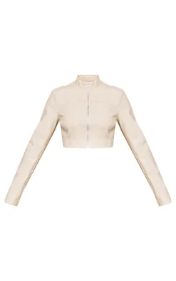 PrettyLittleThing Faux Leather Jackets*Faux Leather Panel Details Biker Jacket