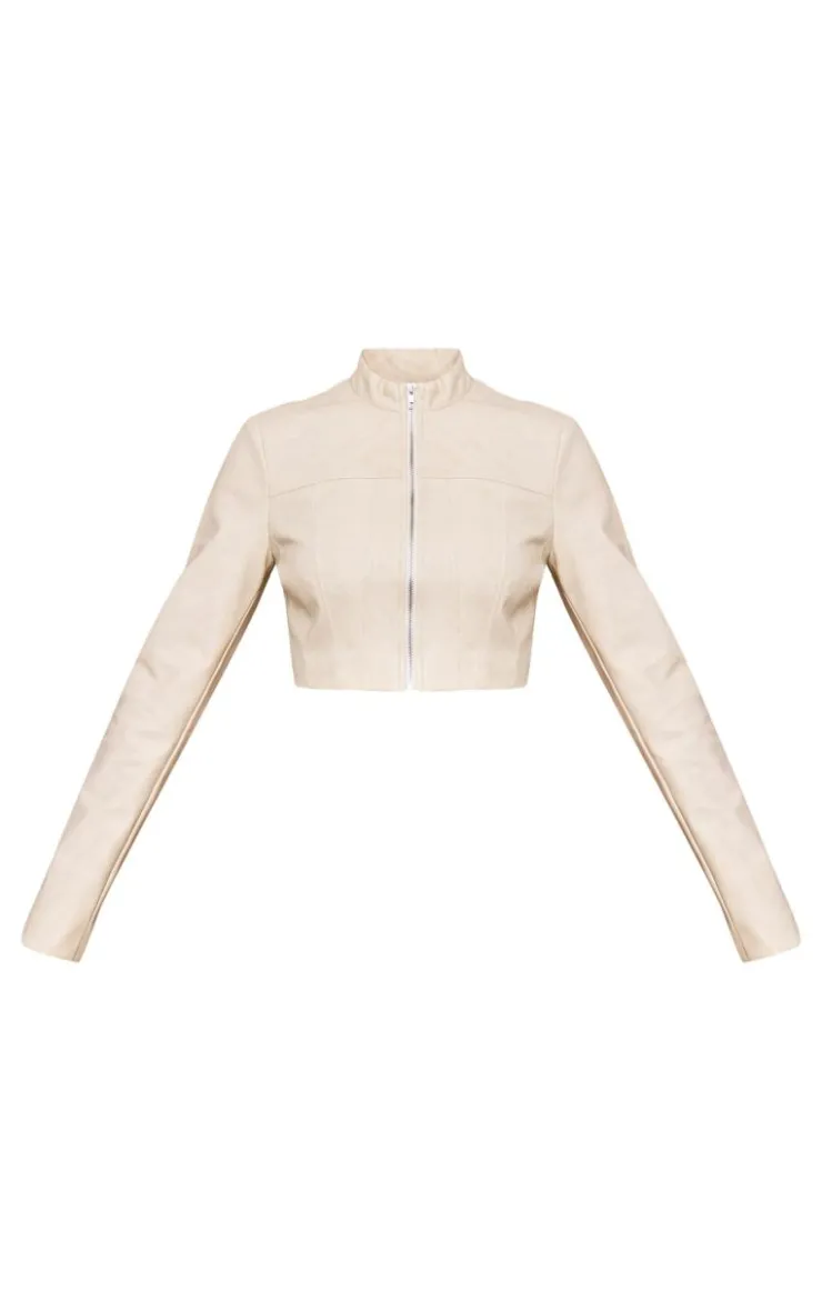 PrettyLittleThing Faux Leather Jackets*Faux Leather Panel Details Biker Jacket