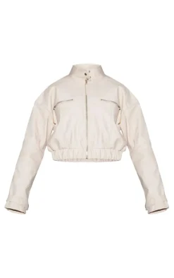PrettyLittleThing Faux Leather Jackets*Faux Leather Panelled Sleeve Jacket