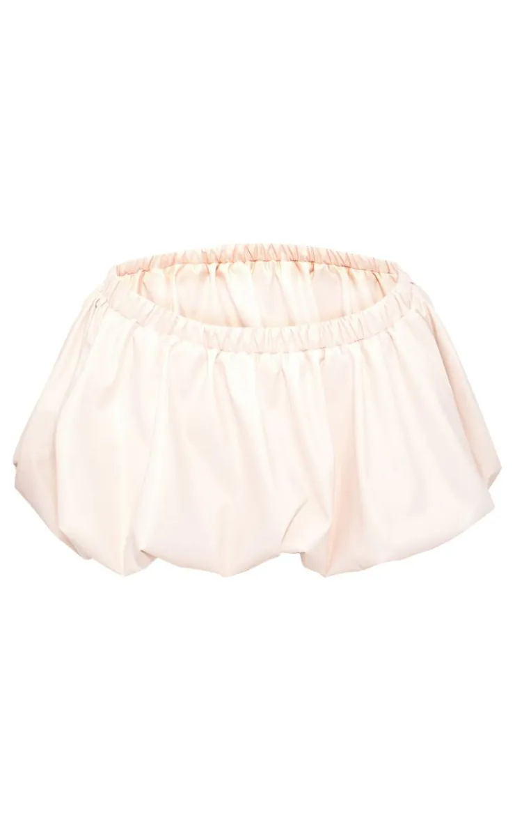 Best PrettyLittleThing Faux Leather Puff Ball Mini Skirt Cream