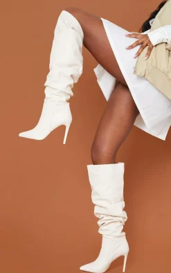 PrettyLittleThing Over The Knee Boots*Faux Leather Slouch Over The Knee Boots