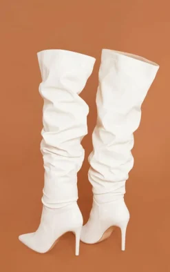 PrettyLittleThing Over The Knee Boots*Faux Leather Slouch Over The Knee Boots