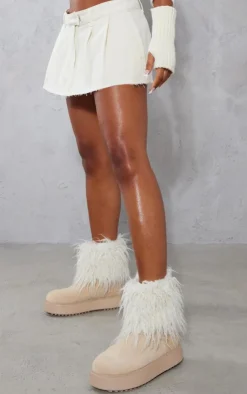 PrettyLittleThing Ankle Boots*Faux Suede Contrast Faux Fur Ankle Boot