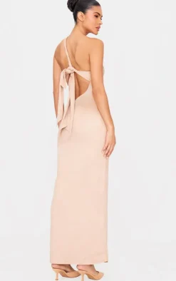 Faux Suede One Shoulder Cut Out Maxi Dress-PrettyLittleThing Online