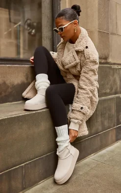 PrettyLittleThing Ankle Boots*Faux Suede Round Toe Thick Flat Sole Ankle Boots