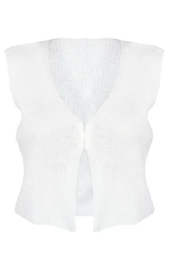 PrettyLittleThing Sleeveless Tops*Filigree Knit Hook And Eye Vest