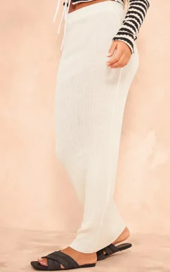 Cream Filigree Knit Maxi Skirt