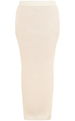 Cream Filigree Knit Maxi Skirt