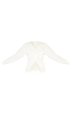 Cream Fitted Waist Button Front Sweatshirt