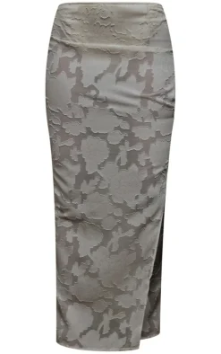 Hot PrettyLittleThing Floral Applique Low Rise Maxi Skirt Cream