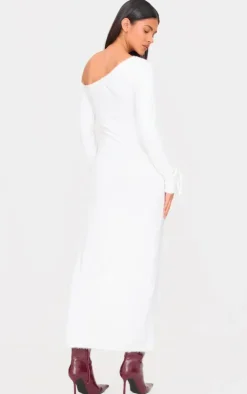 Fluffy One Shoulder Maxi Dress-PrettyLittleThing Sale