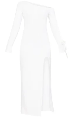 Fluffy One Shoulder Maxi Dress-PrettyLittleThing Sale