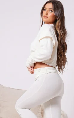 PrettyLittleThing Sweaters*Frill Edge Sleeve Detail Crop Sweater